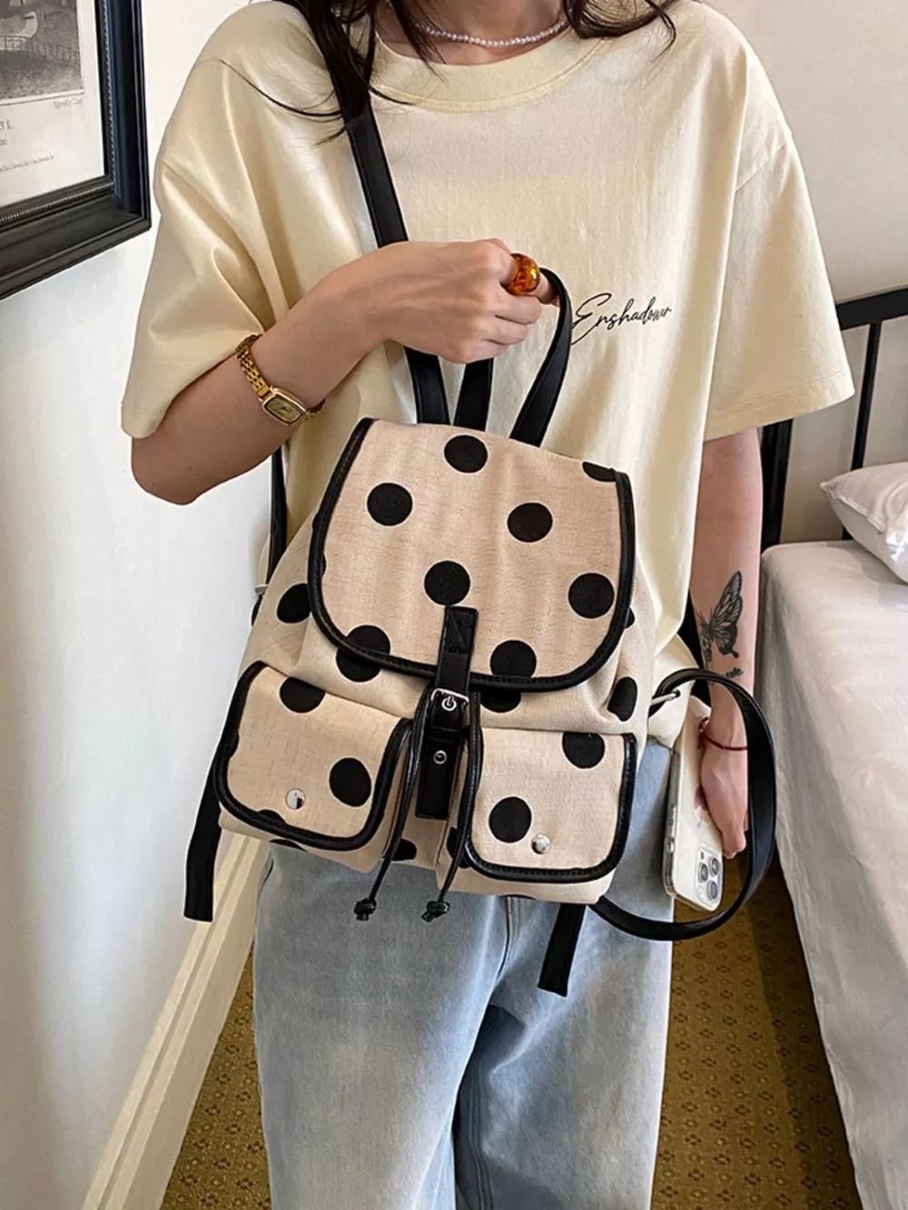 Polka Dot Backpack Bag, image 7