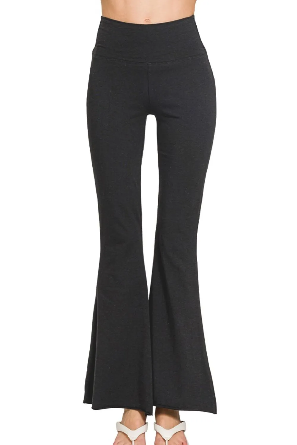 Raw Edge Hem Flare Yoga Pants