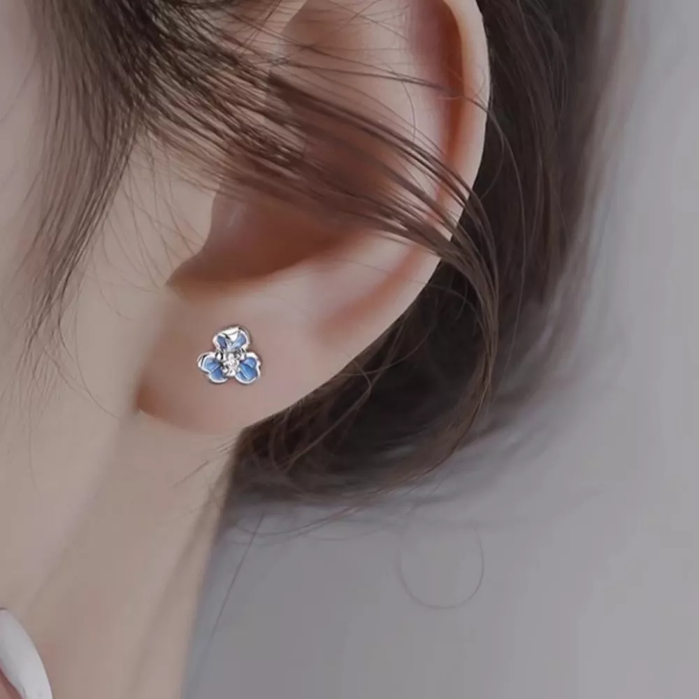 999 Sterling Silver Flower Stud Earrings, image 5