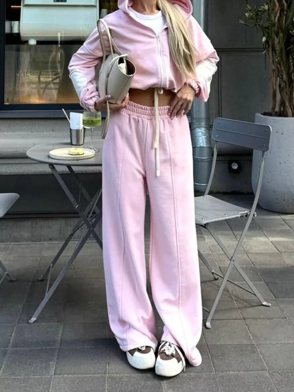 Zip Up Hoodie and Wide-Leg Pants Set, image 25