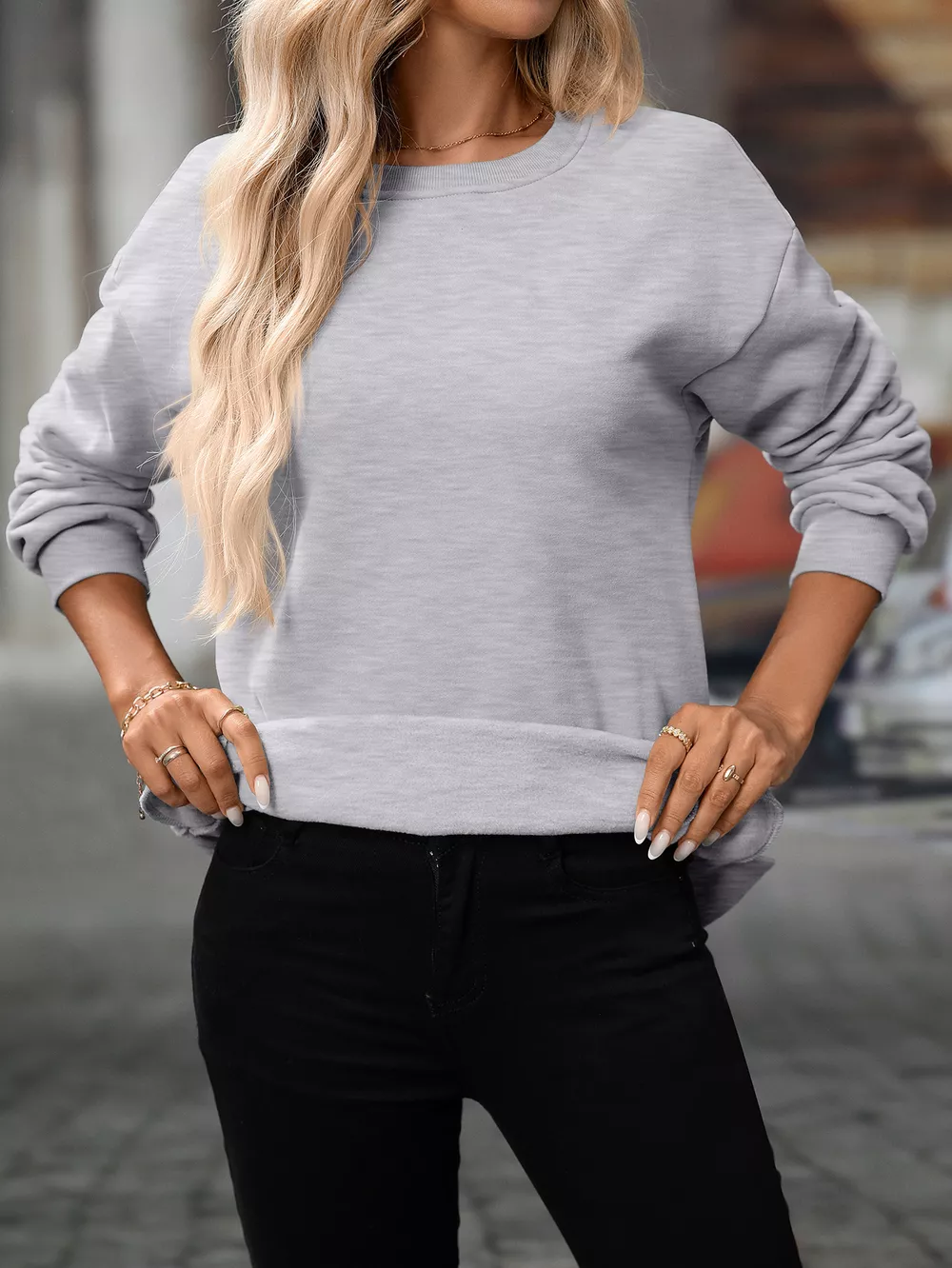 Casual Solid Color Long Sleeve Sweatshirt, image 26