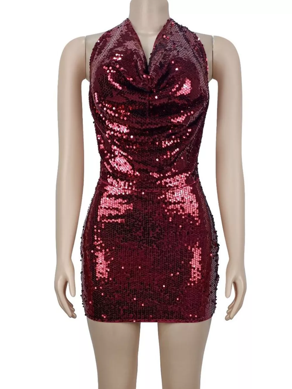 Sequin Halter Neck Crop Top and Mini Skirt Two-Piece Set, image 6