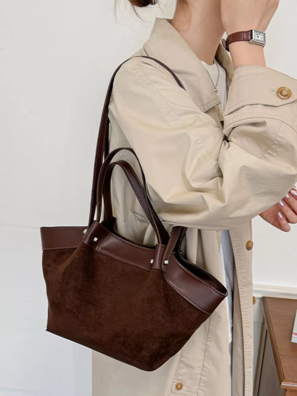 Leather Trim Tote Bag, image 9