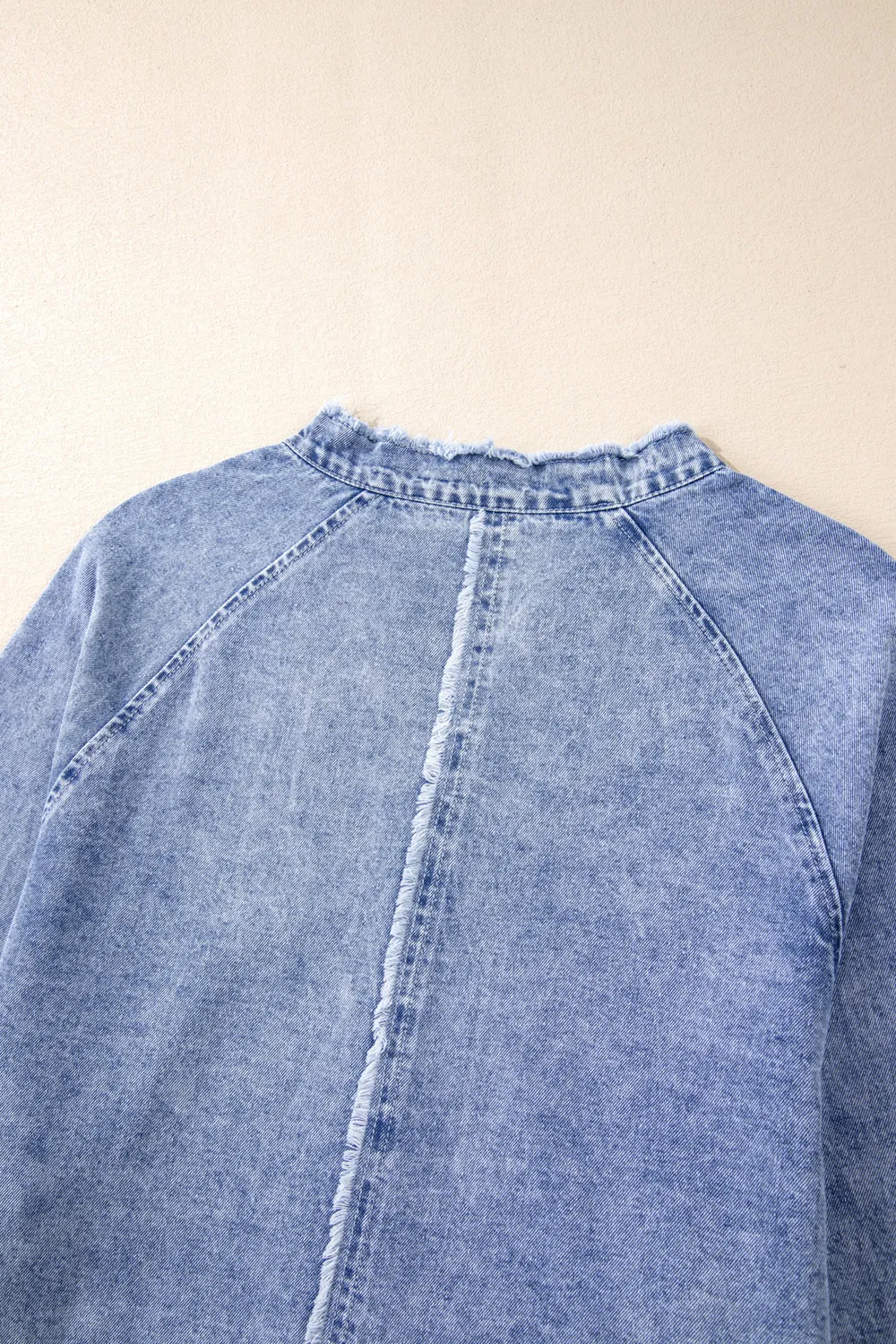 Raw Hem Button Down Long Sleeve Denim Dress, image 12