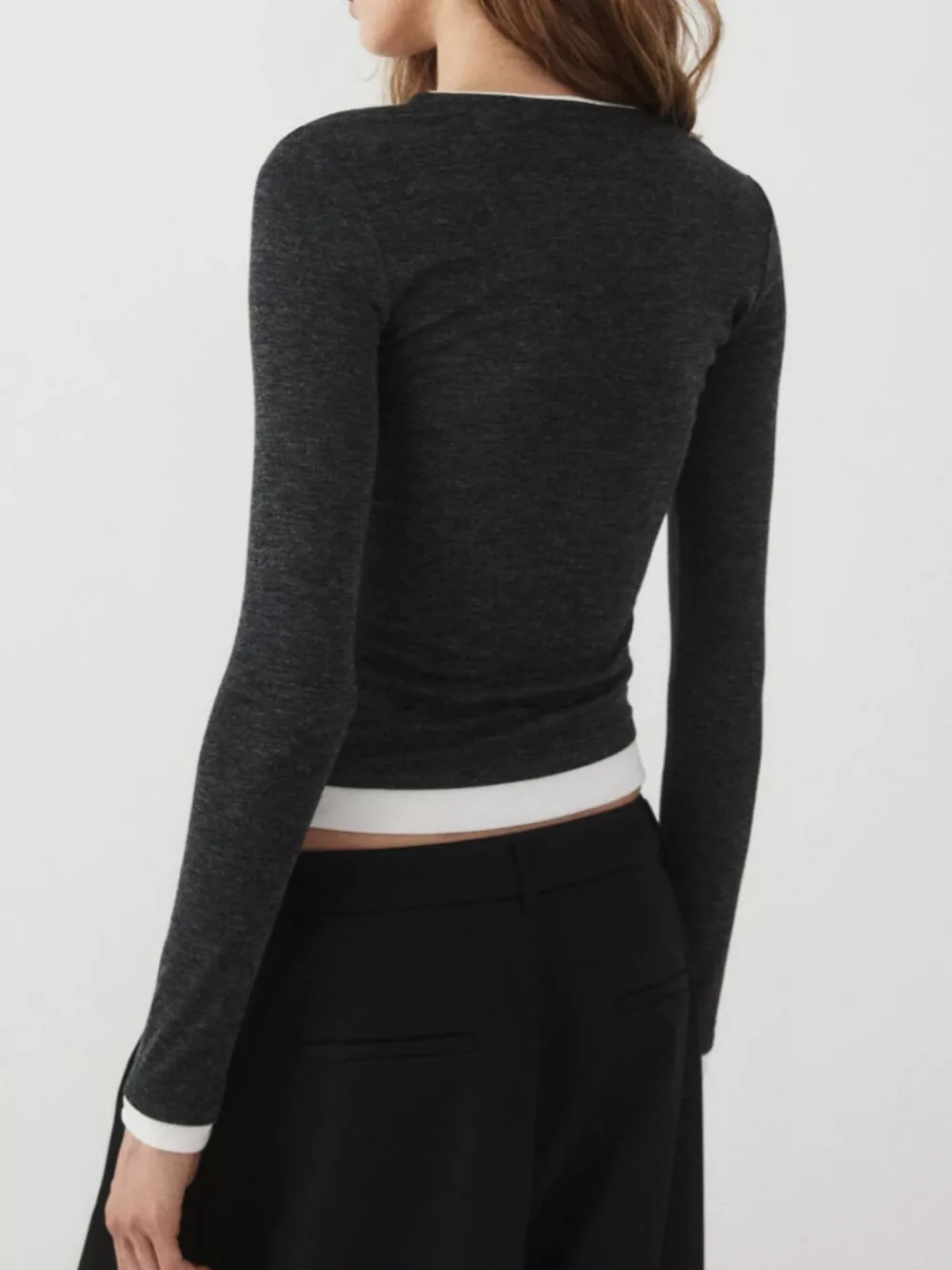 Layered Look Long-Sleeve Slim-Fit T-Shirt, image 10