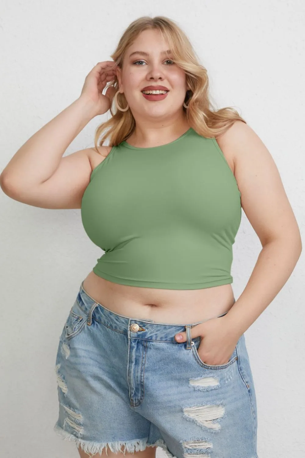 Full Size Round Neck Slim Tank, image 29