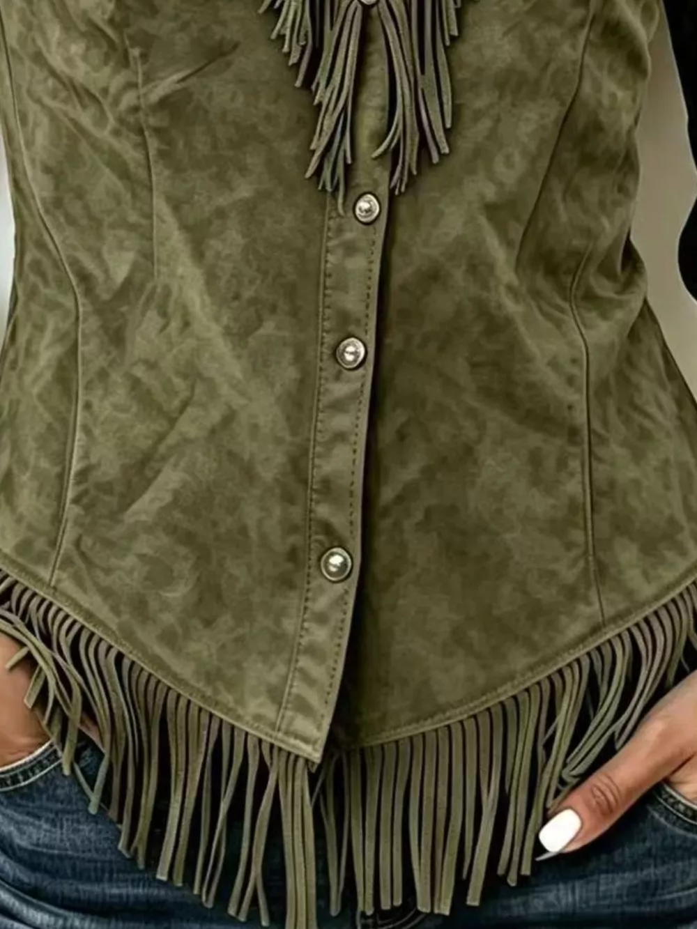 Full Size Fringed Collared Neck Shirt Plus Size, image 13