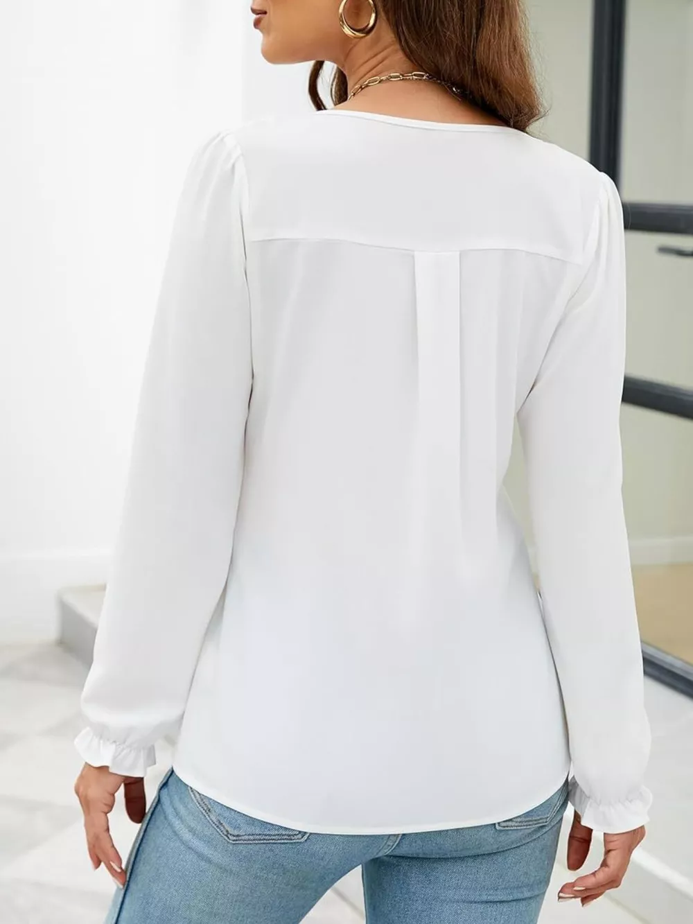 Notched Ruffle Cuff Blouse, image 19