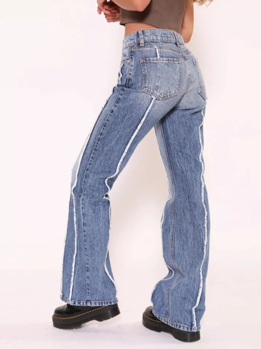 Striped Low-Rise Flare Jeans, image 3