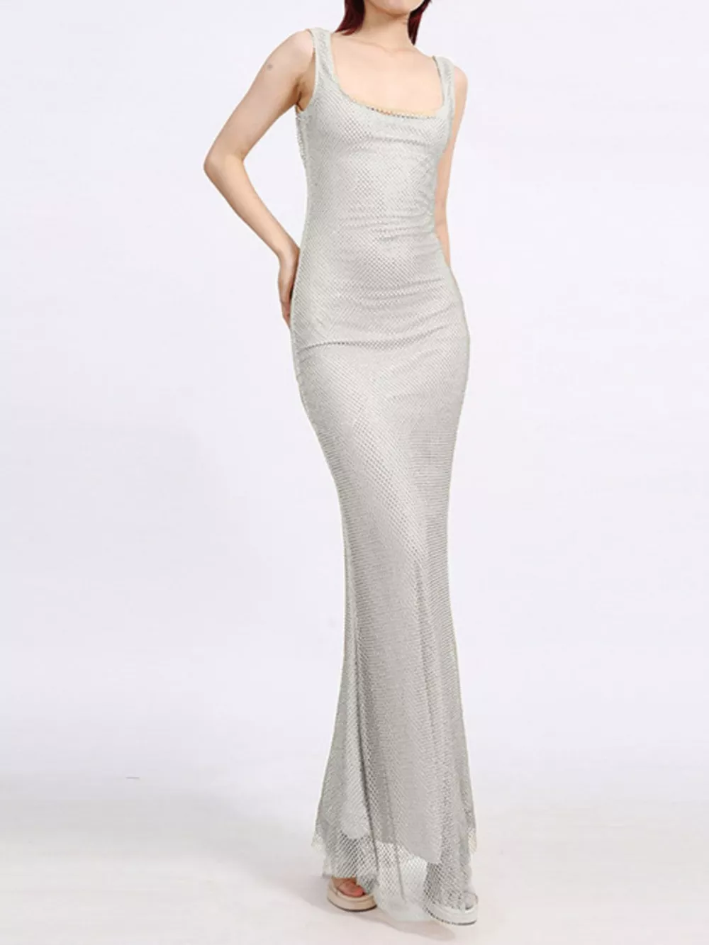 Backless Scoop Neck Maxi Dress, image 10
