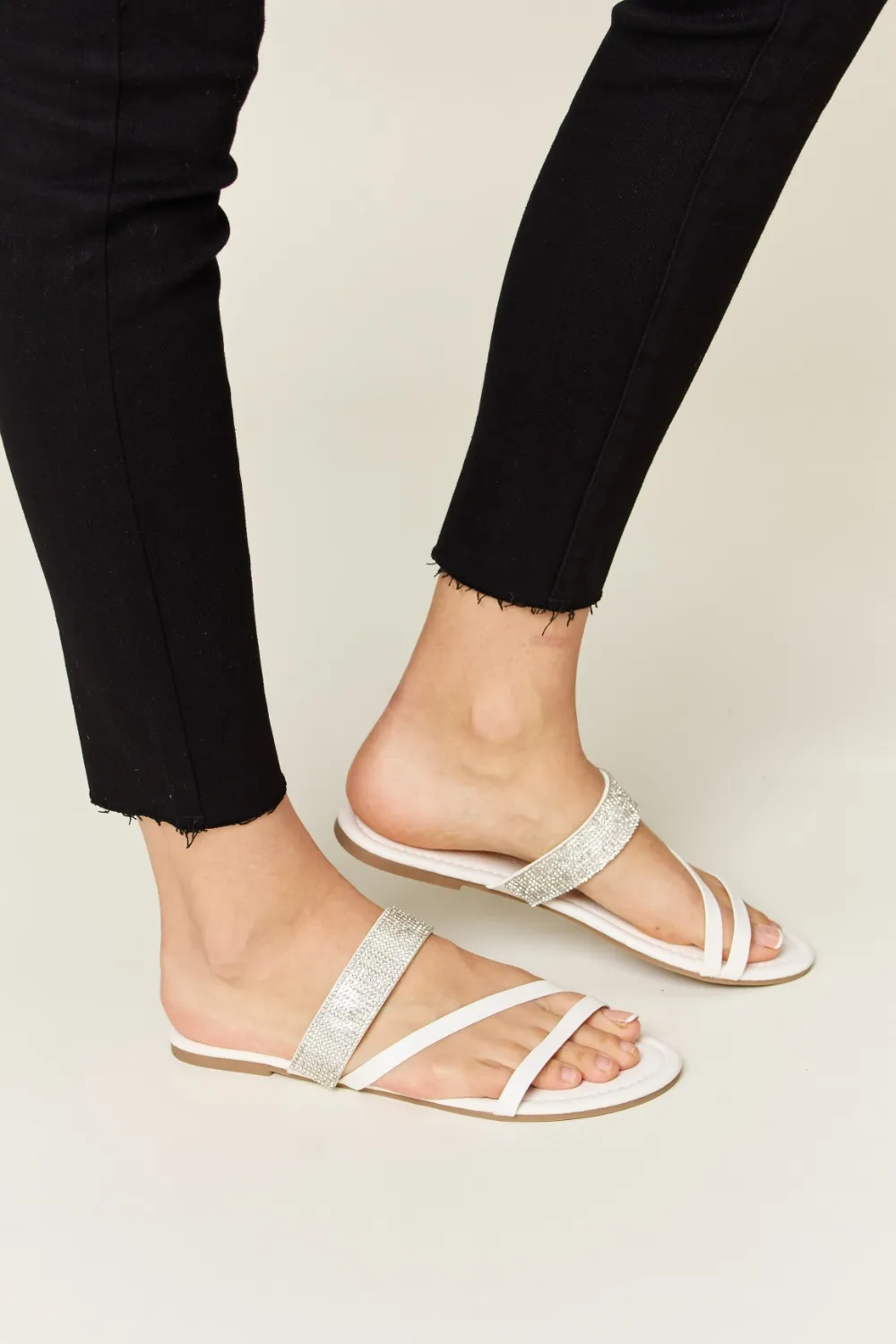 Rhinestone Strappy Flat Sandals, image 6