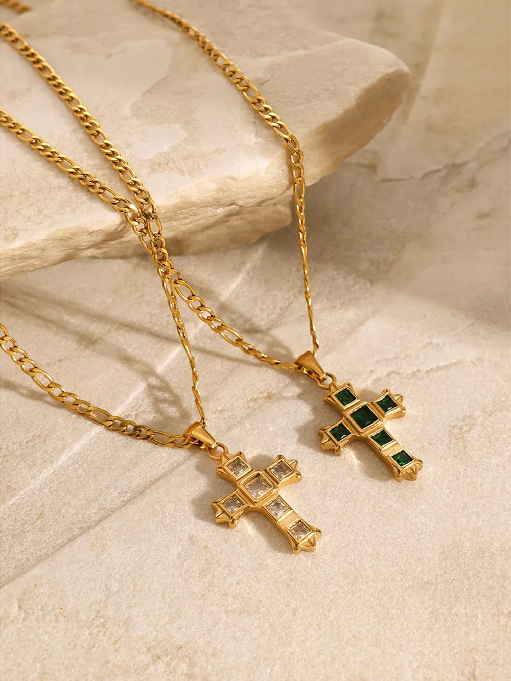 Stainless Steel Zircon Cross Pendant Necklace, image 14