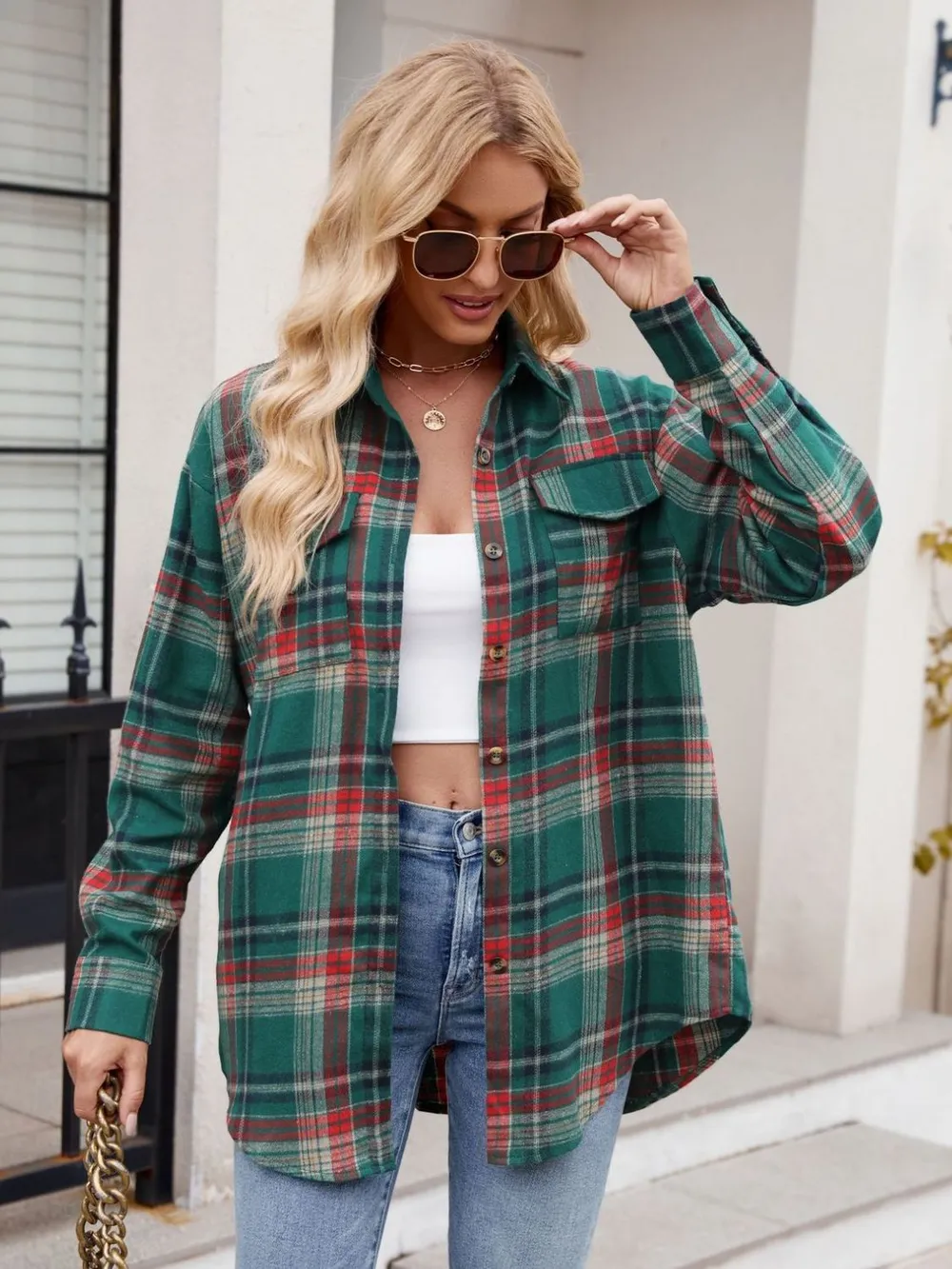 Plaid Button Up Long Sleeve Shirt, image 4