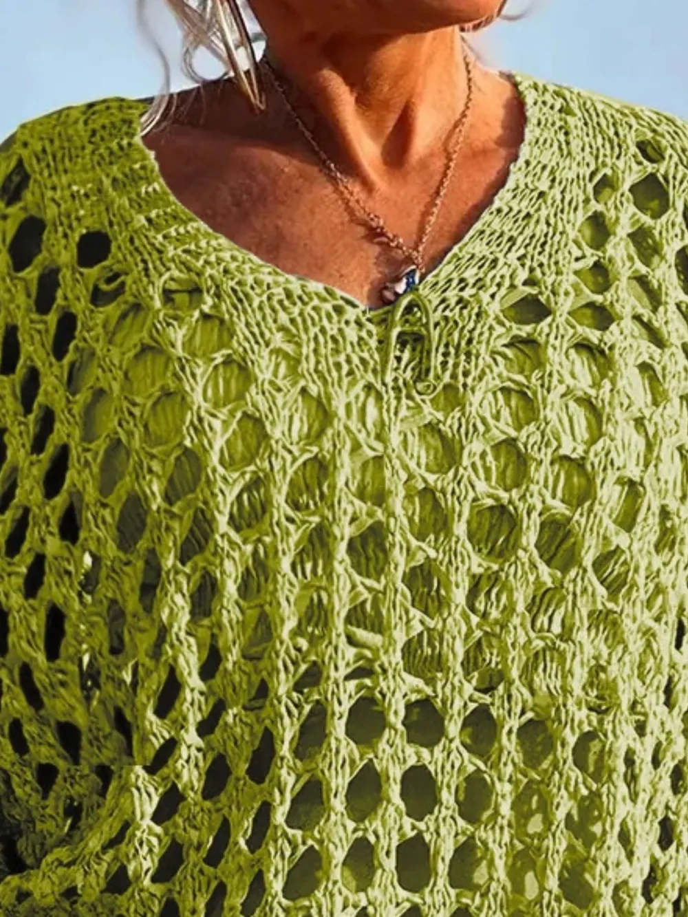 Crochet Long Sleeve Knit Cover Up, image 11