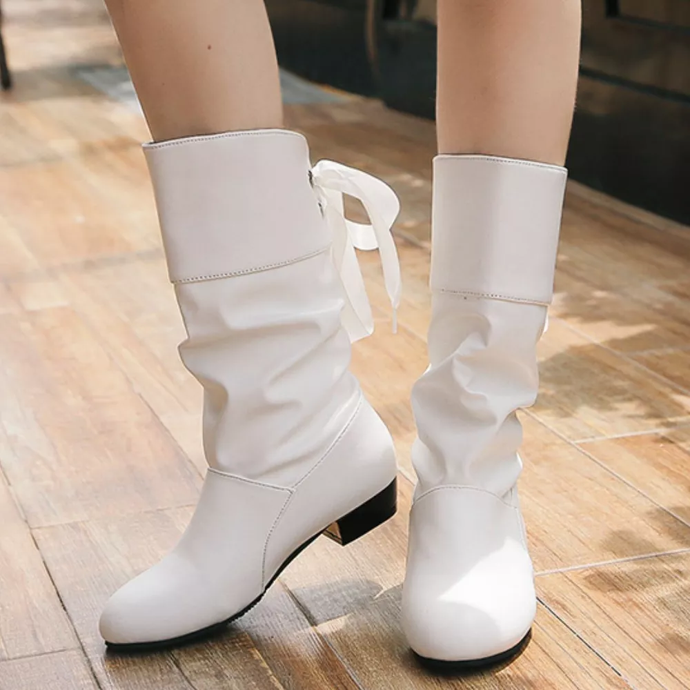 Round Toe Block Heels Boots, image 2