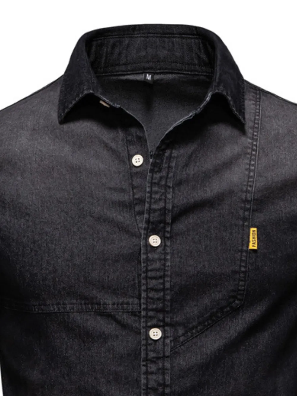 Men's Button Down Collared Neck Denim Shirt, image 4