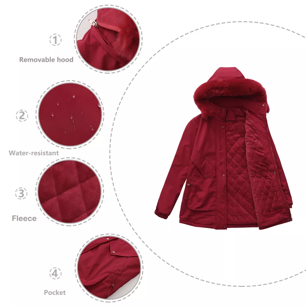 Full Size Fur Hooded Warm Winter Parka Outerwear Plus Size, image 27