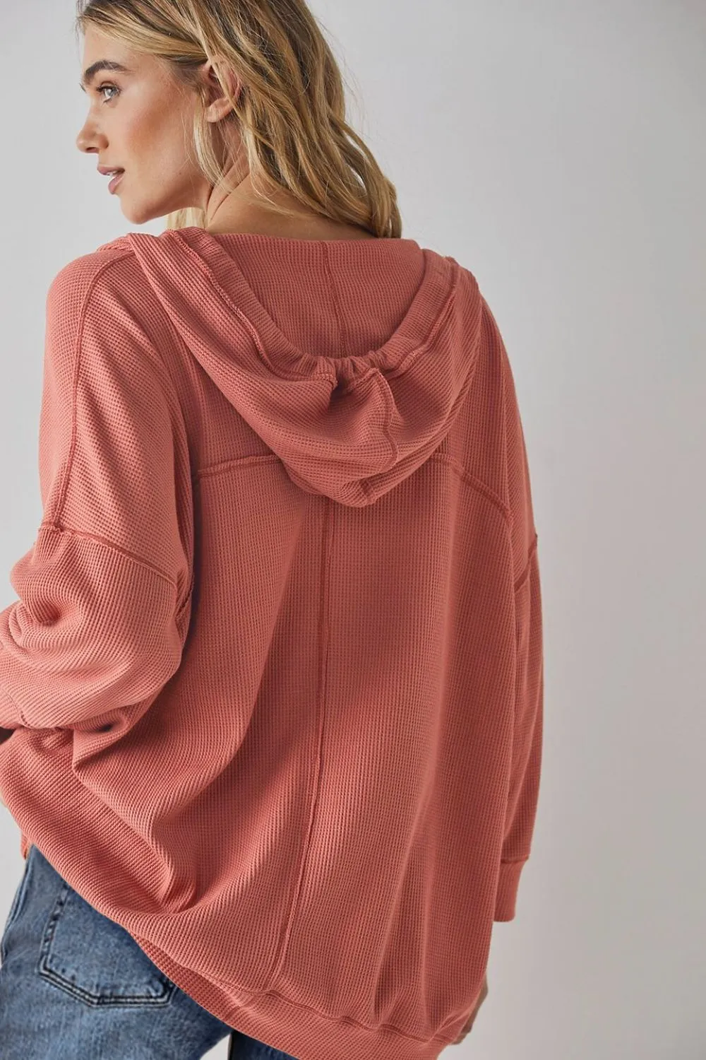 Exposed Seam Drawstring Long Sleeve Hoodie, image 13