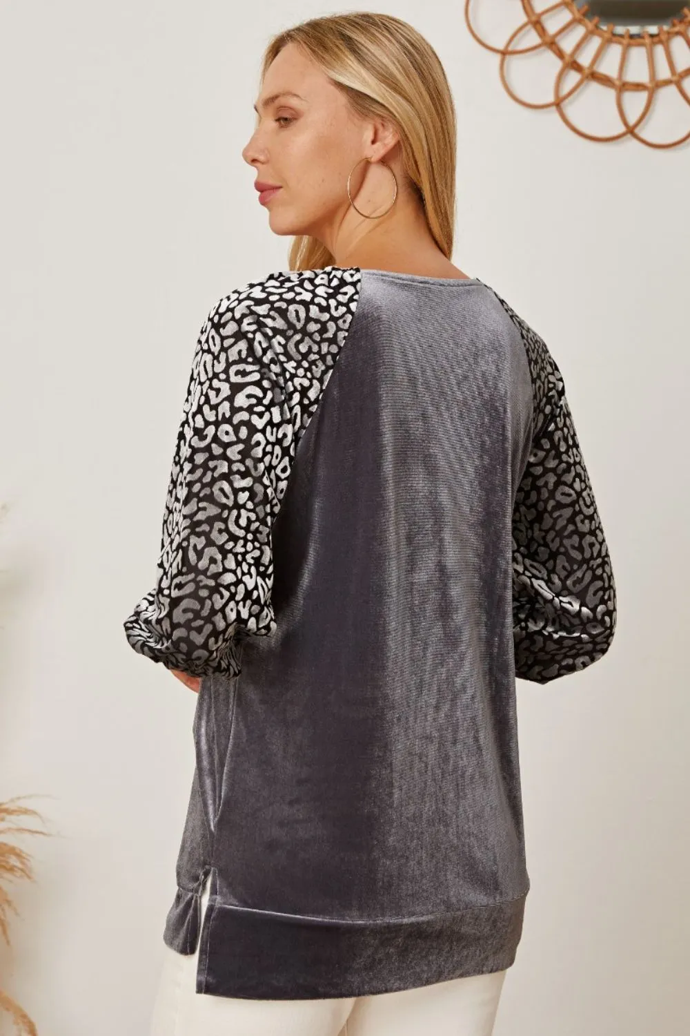 Leopard Round Neck Half Sleeve Blouse, image 7