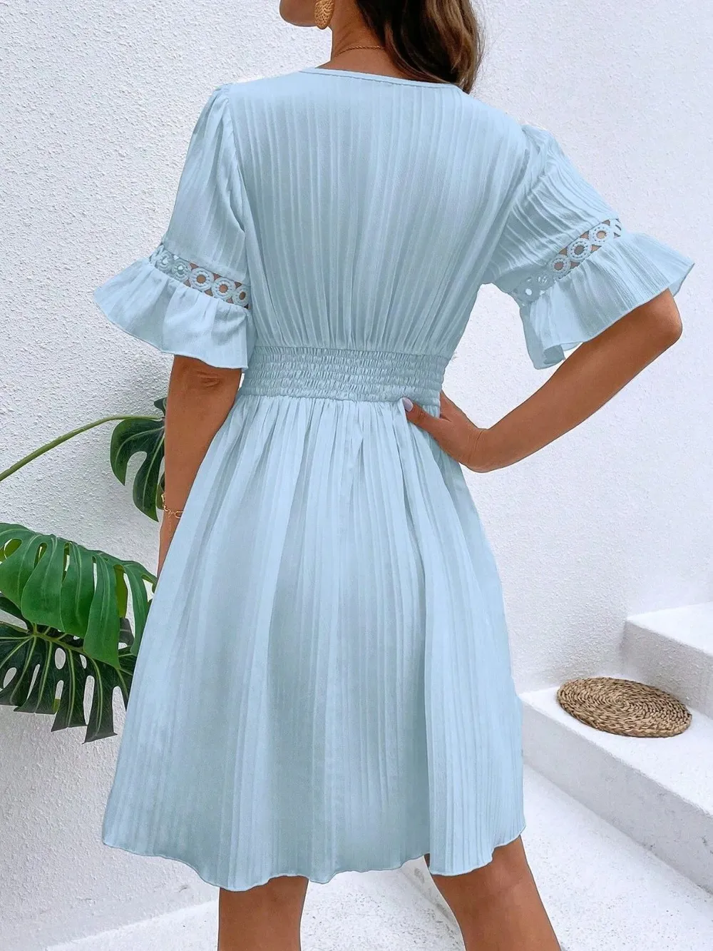 Cutout V-Neck Flounce Sleeve Mini Dress, image 20