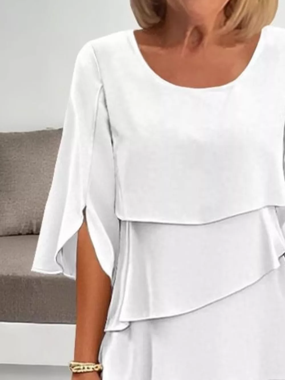 Full Size Ruffled Layered Flutter Sleeve Dress Plus Size, image 10