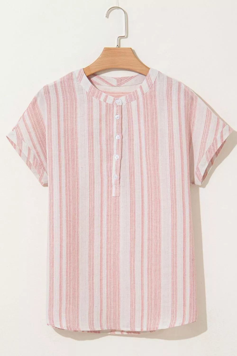 Striped Button Detail Short Sleeve Blouse, image 13