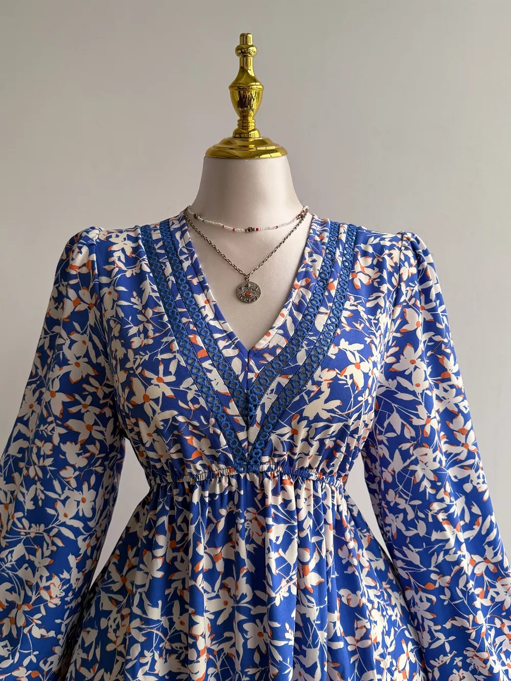 Plus Size Floral Print V-Neck Long Sleeve Maxi Dress, image 7