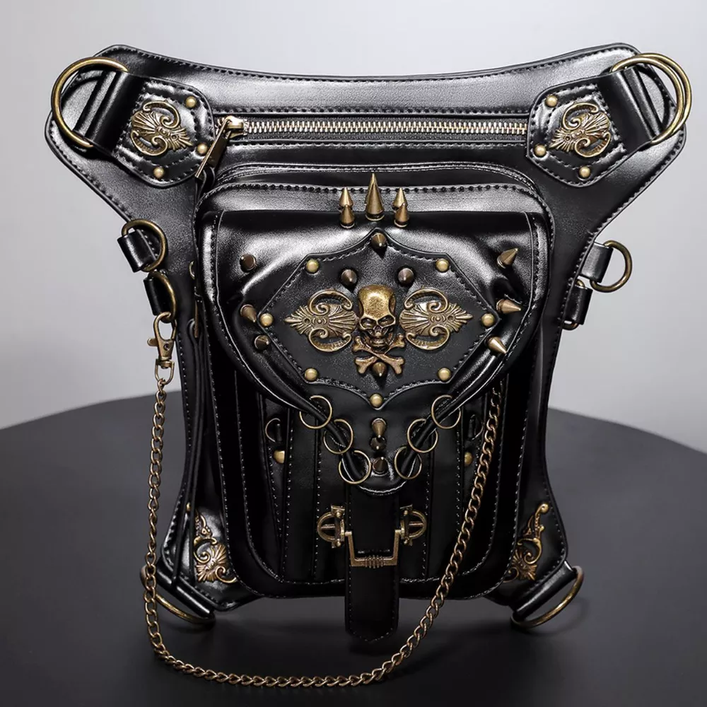 Steampunk Skull Decor Crossbody Bag