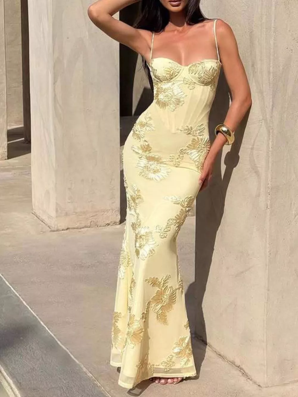 Sweetheart Neck Spaghetti Strap Maxi Dress, image 13