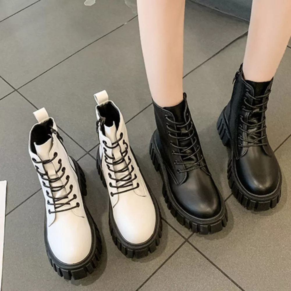 Round Toe Lace-Up Chunky Boots, image 7