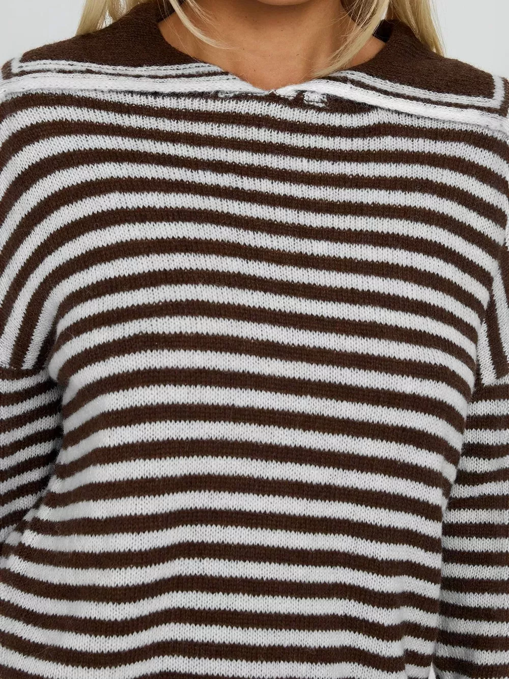 Striped Knit Dropped Shoulder Sweater, image 2