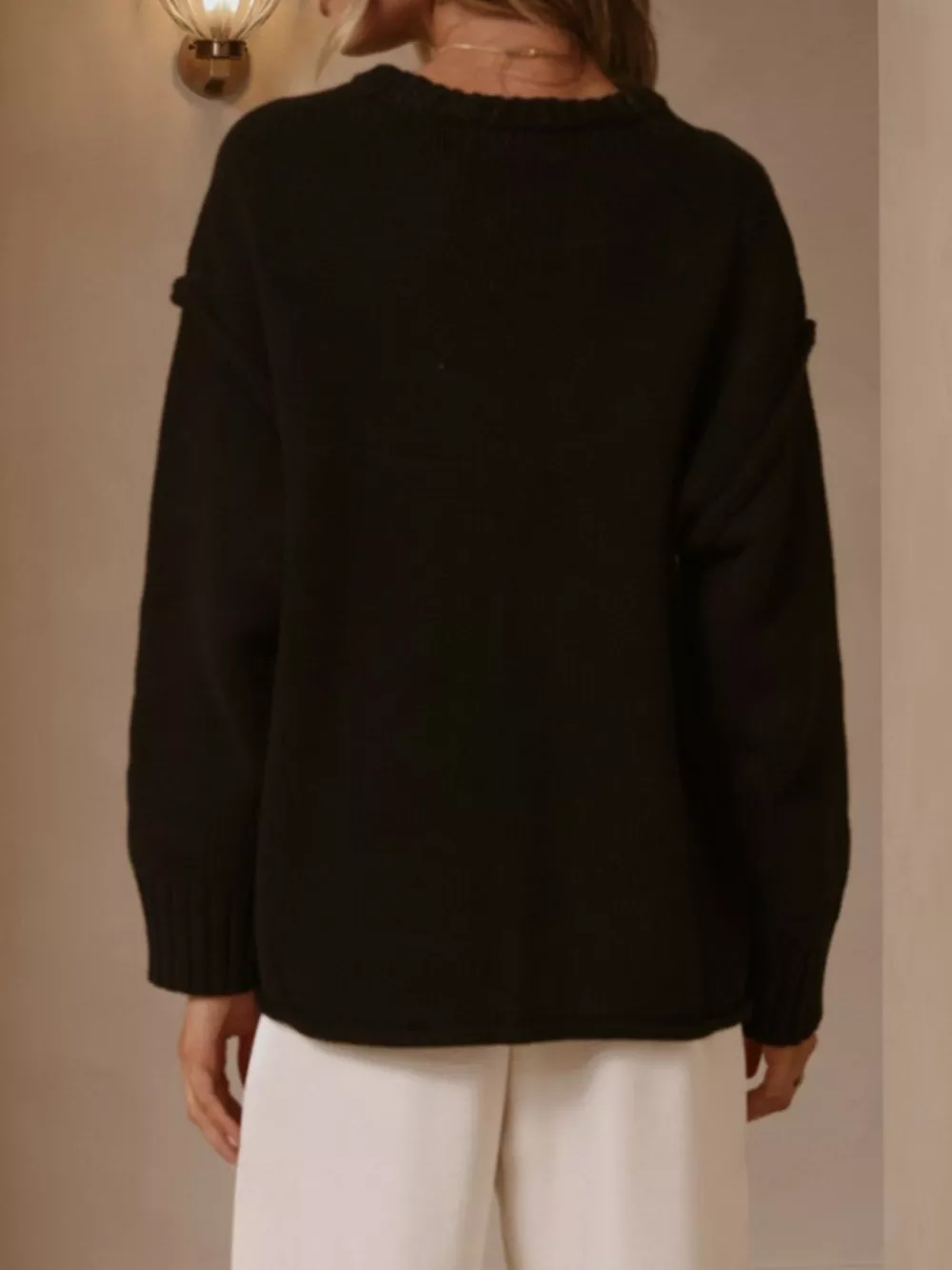 Crew Neck Dropped Shoulder Sweater, image 11