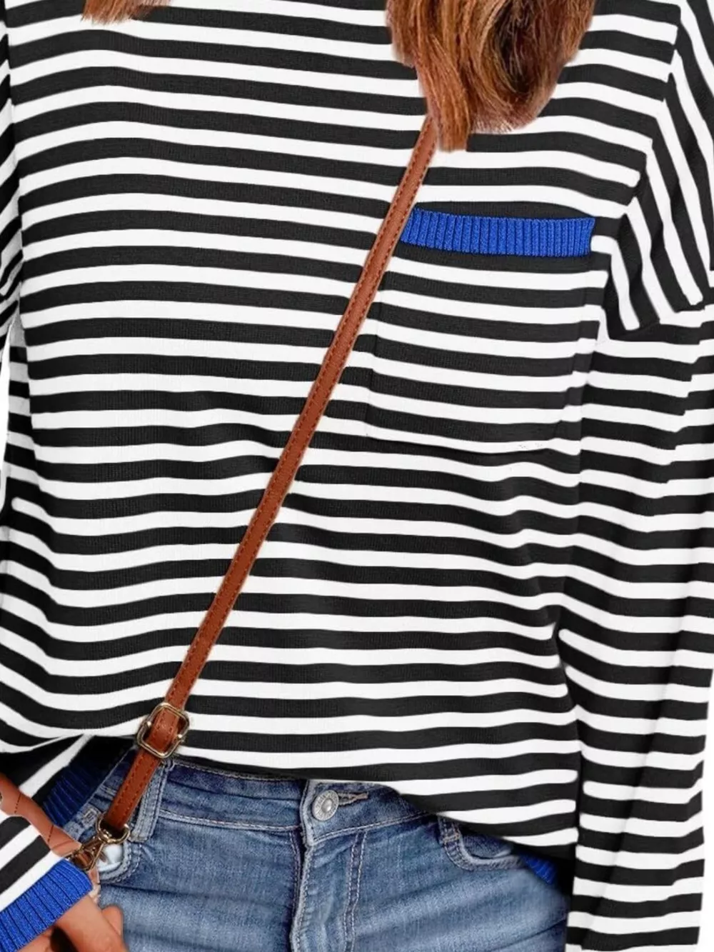 Striped Round Neck Long Sleeve Knit Top, image 15