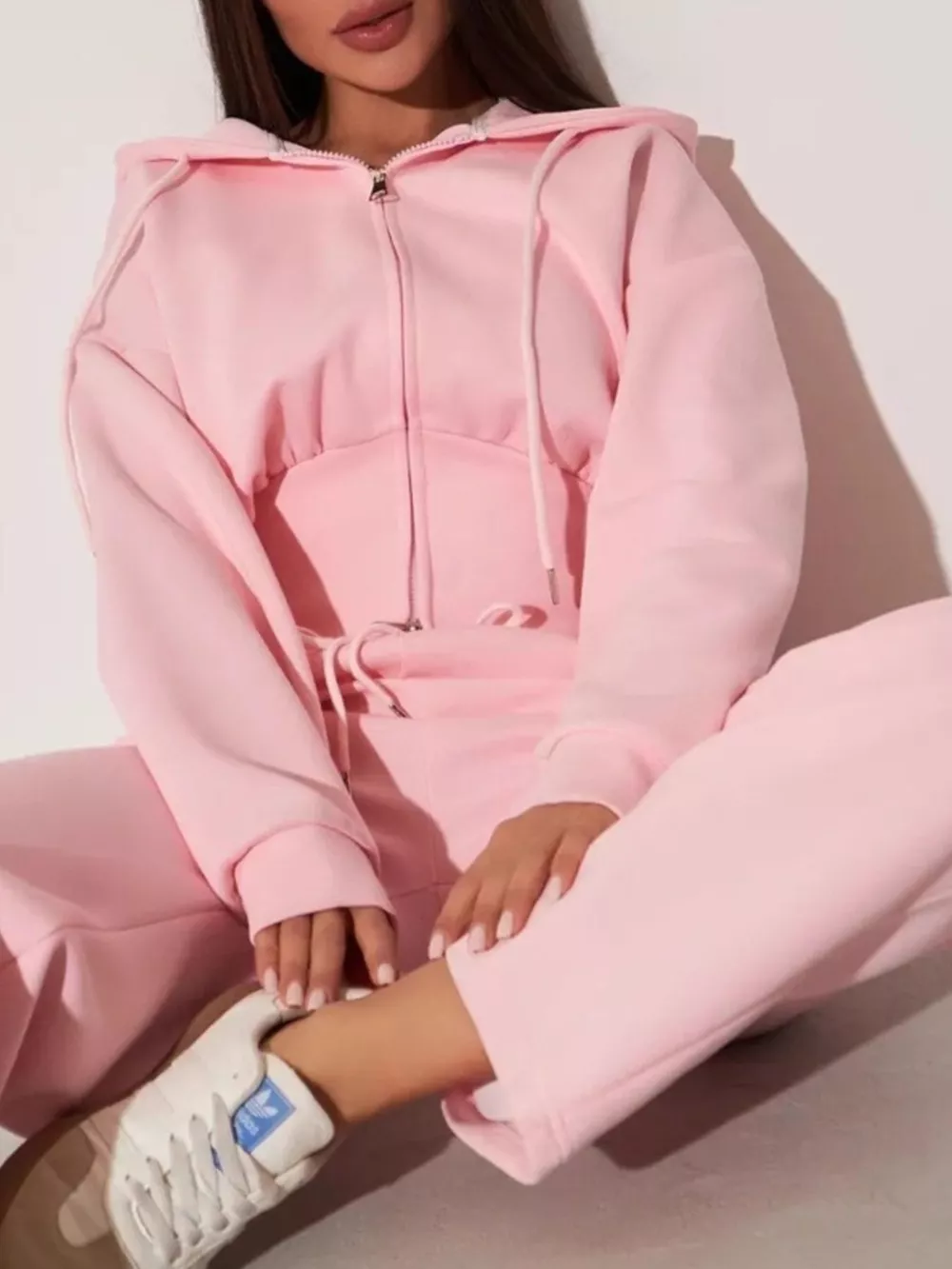 Zip-Up Hoodie and Wide-Leg Pants Set, image 30