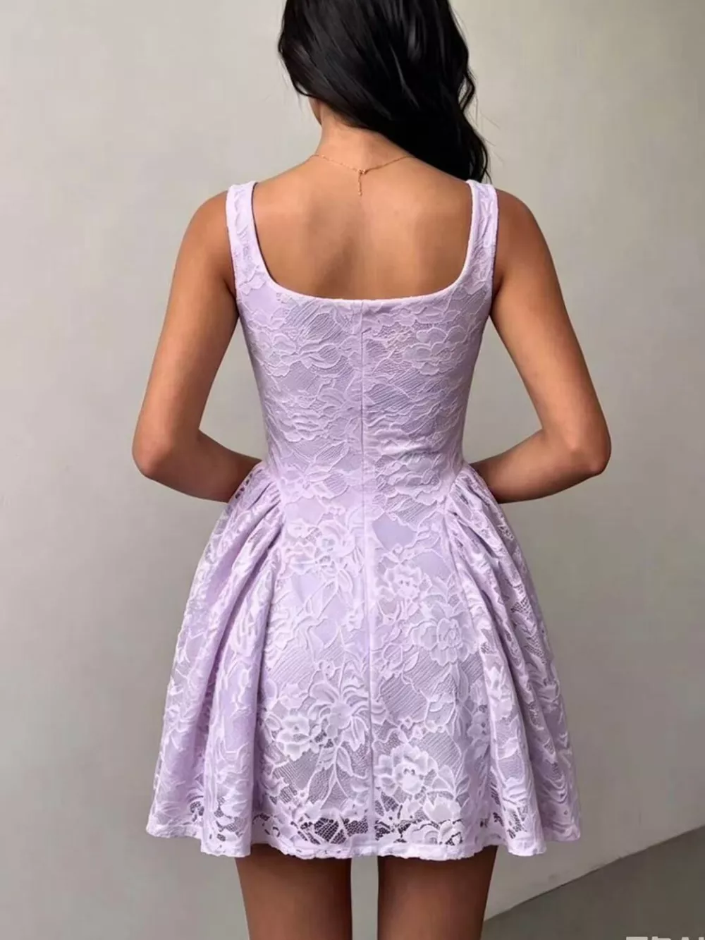 Floral Lace Square Neck Mini Dress, image 9