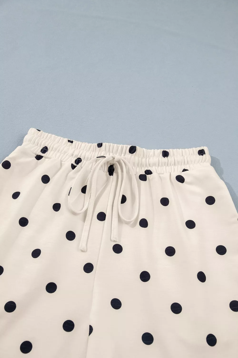 Exposed Seam Detail Polka Dot Loose Tee Drawstring Shorts Set, image 8