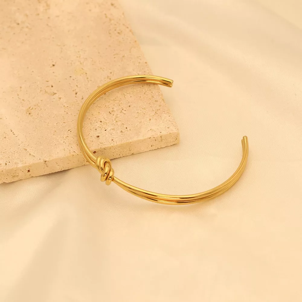 18K Gold-Plated Knot Open Bracelet, image 11