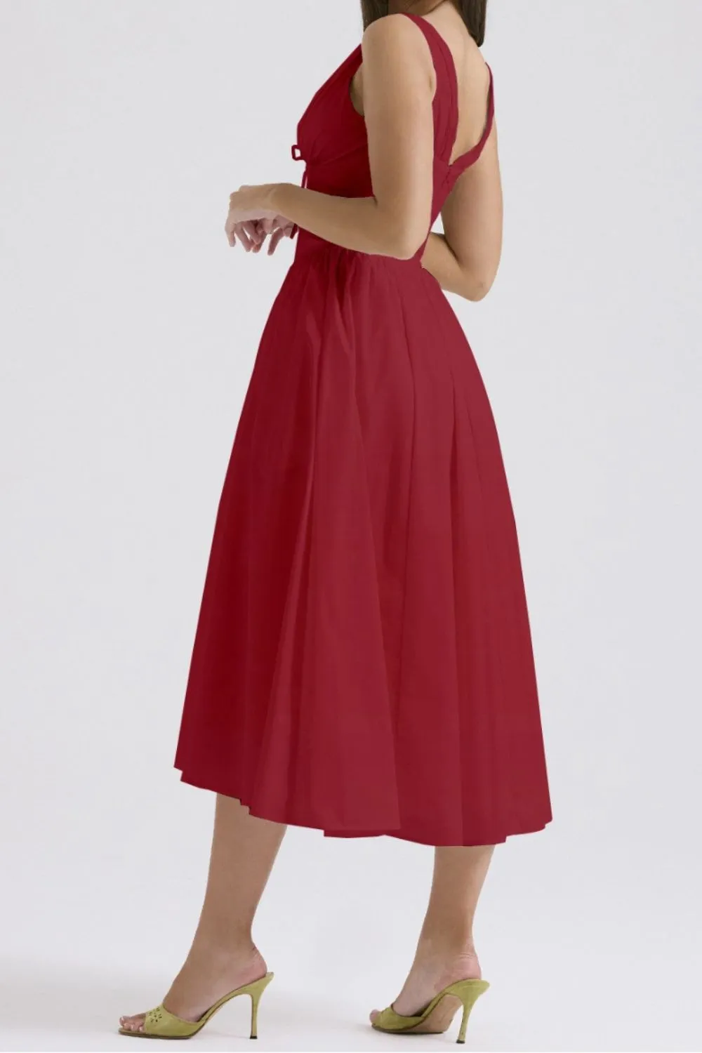 Ruched V-Neck Sleeveless Dress with Pockets, image 18