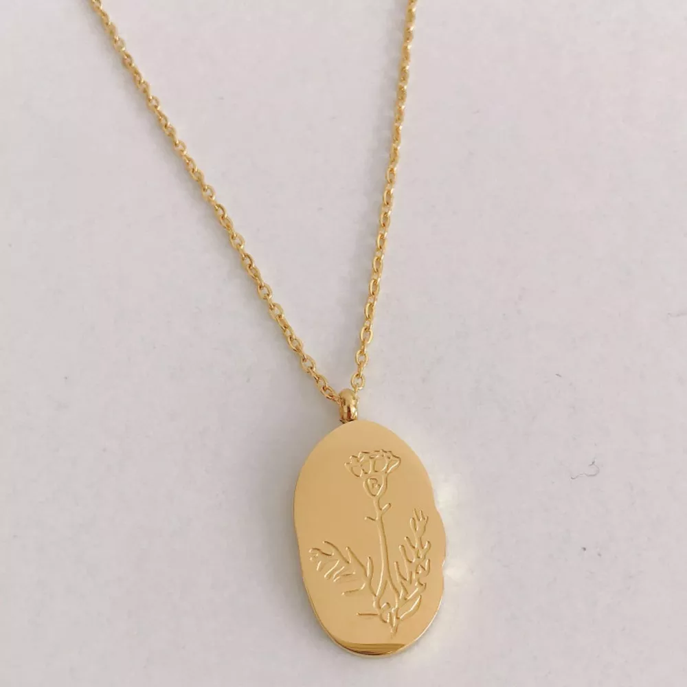 18K Gold-Plated Engraved Pendant Necklace, image 14