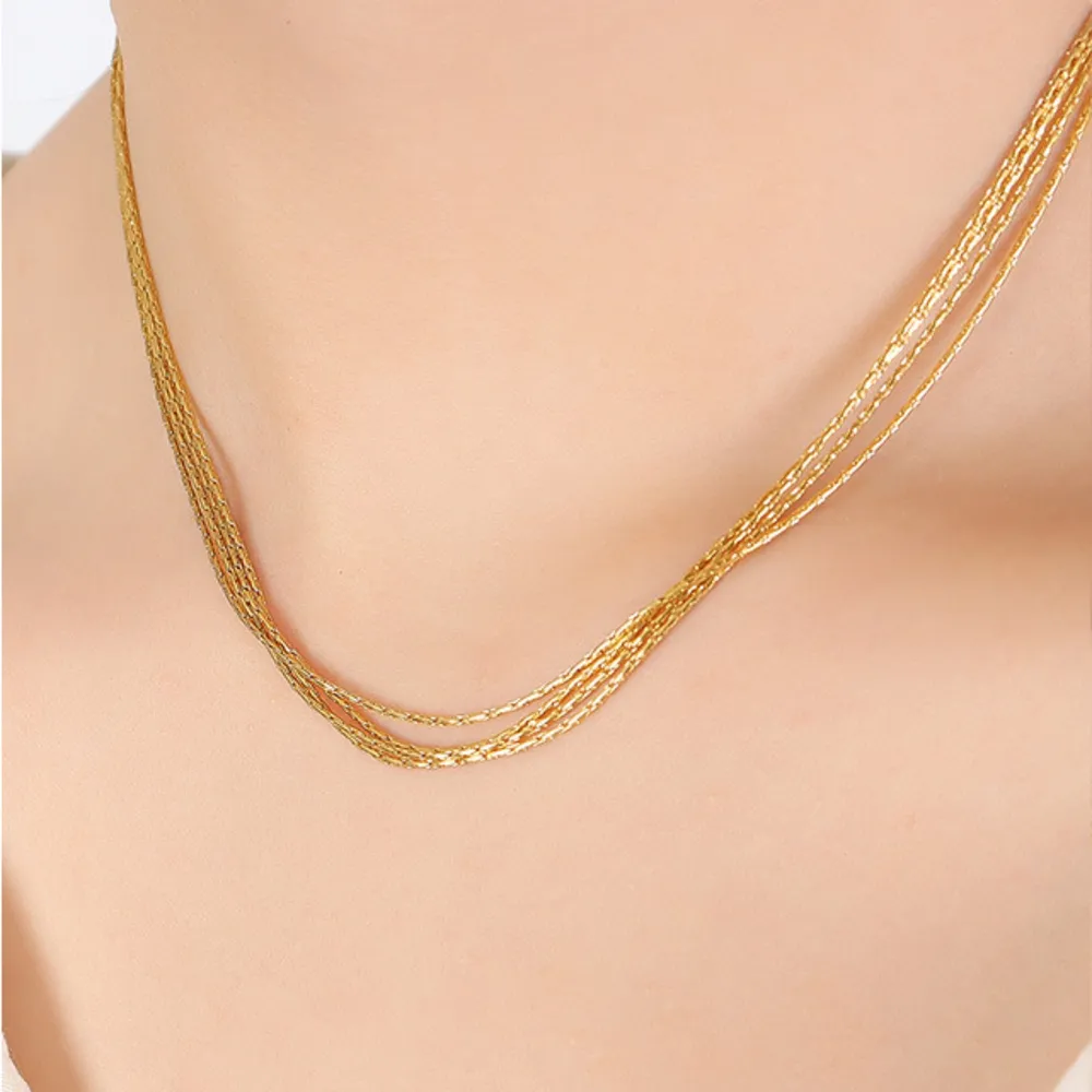 18K Gold-Plated Multi-Layer Clavicle Chain Necklace, image 2