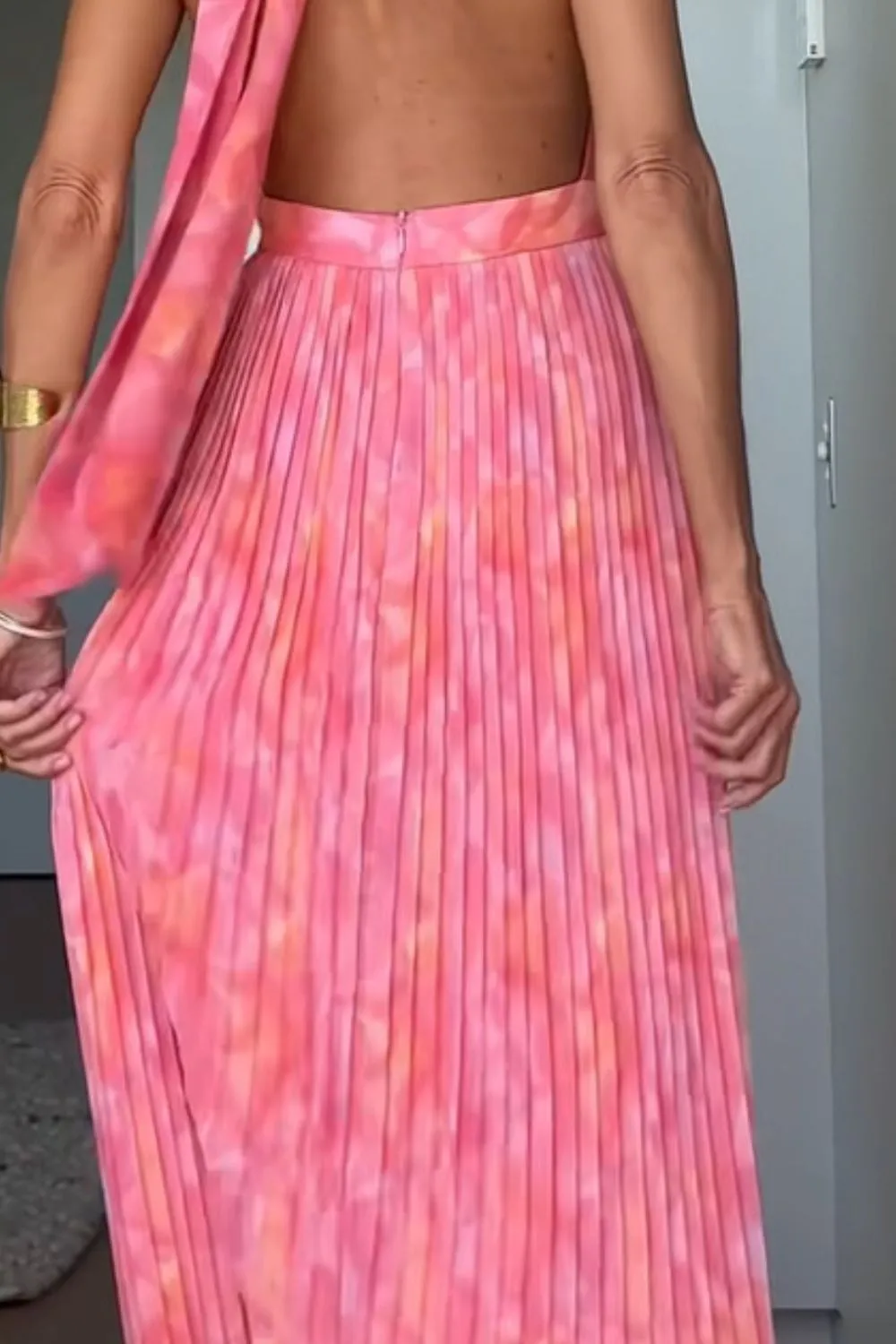 Halter Neck Pleated Maxi Dress, image 4