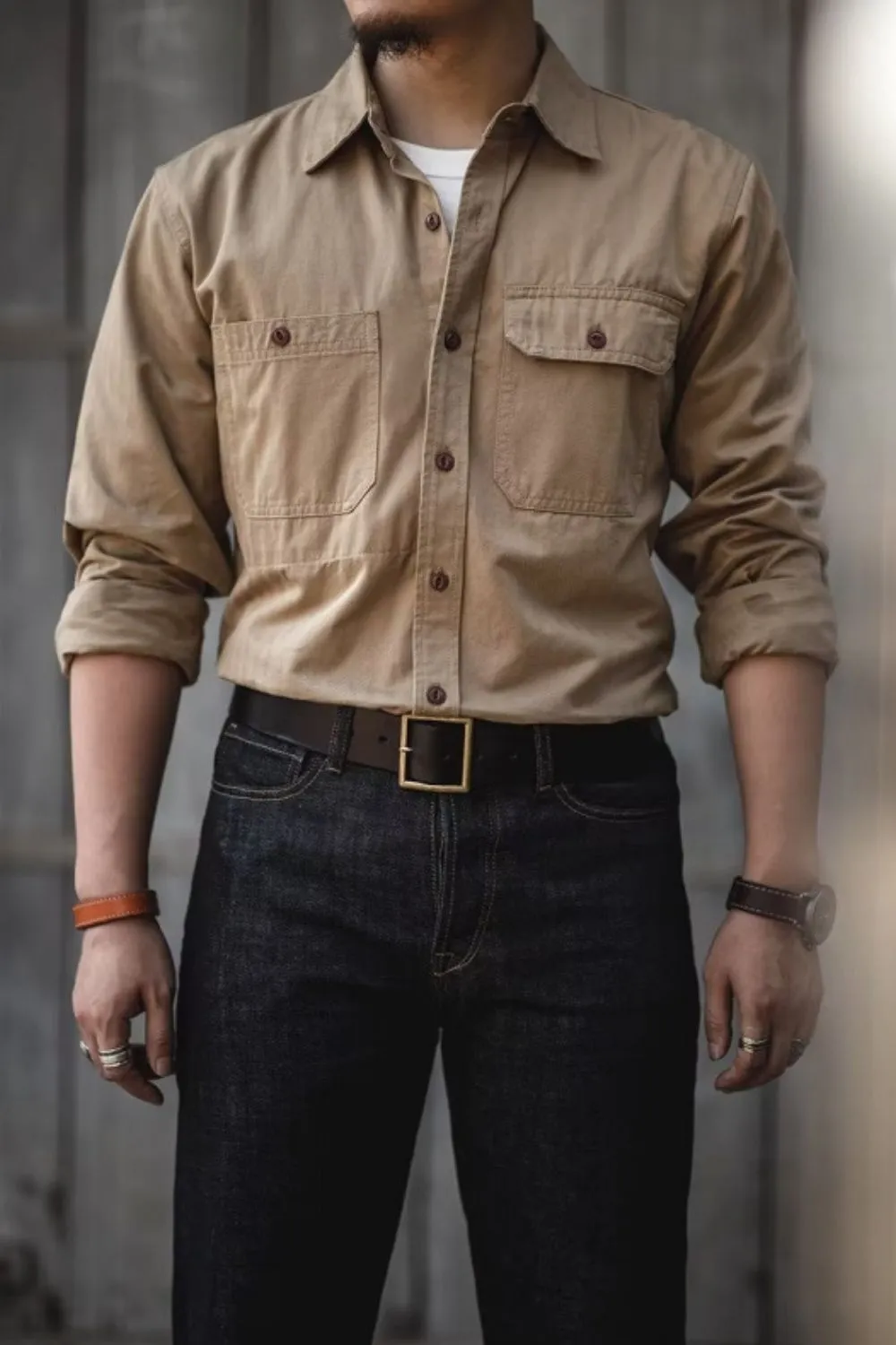 Men's Button Down Long Sleeve Shirt with Chest Pockets, image 7