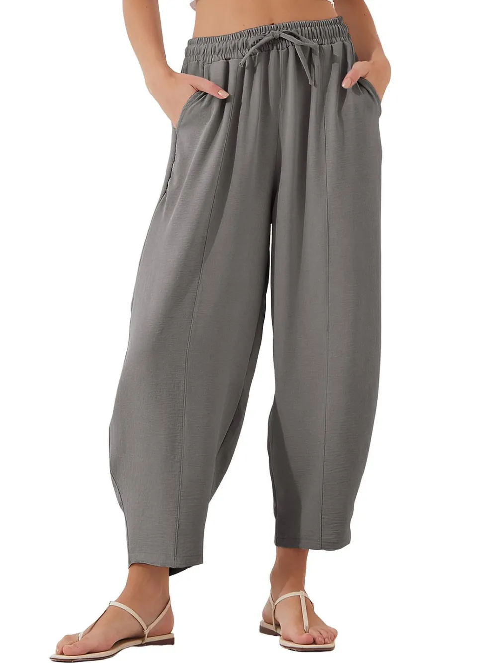 Full Size Drawstring Cropped Jogger Pants Plus Size, image 10