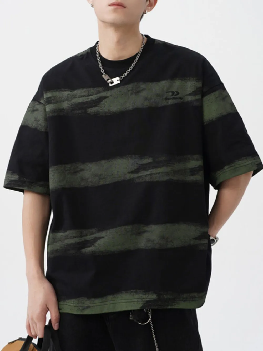 Men's Plus Size Basic style Round Neck Striped T-Shirt