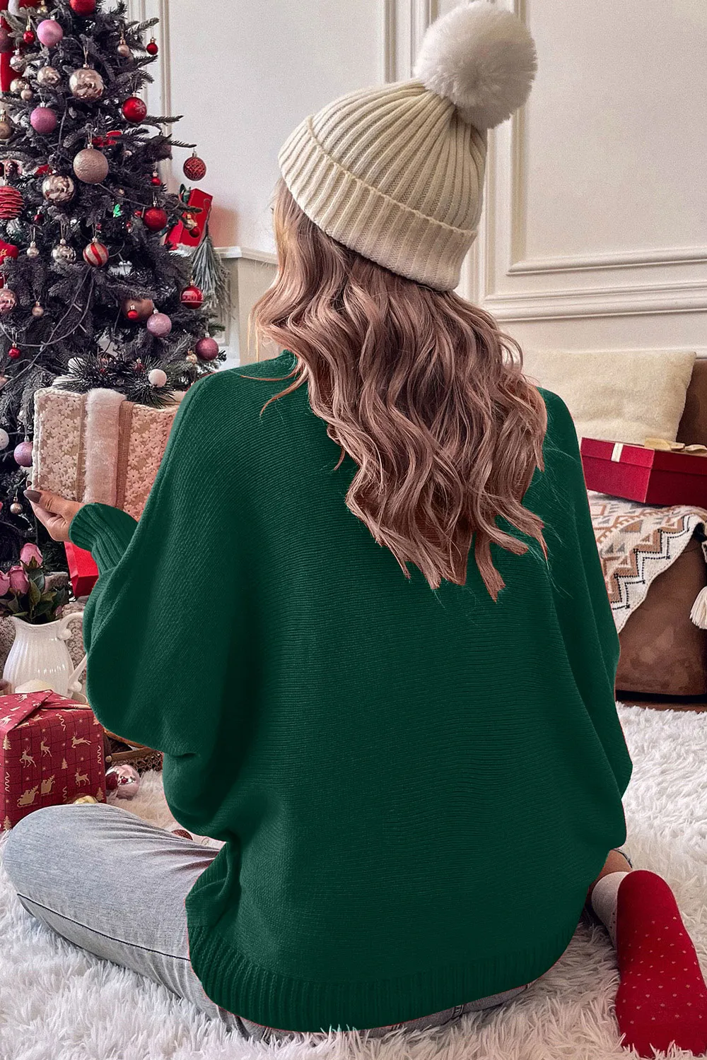 Full Size Merry Christmas Turtleneck Long Sleeve Sweater, image 15