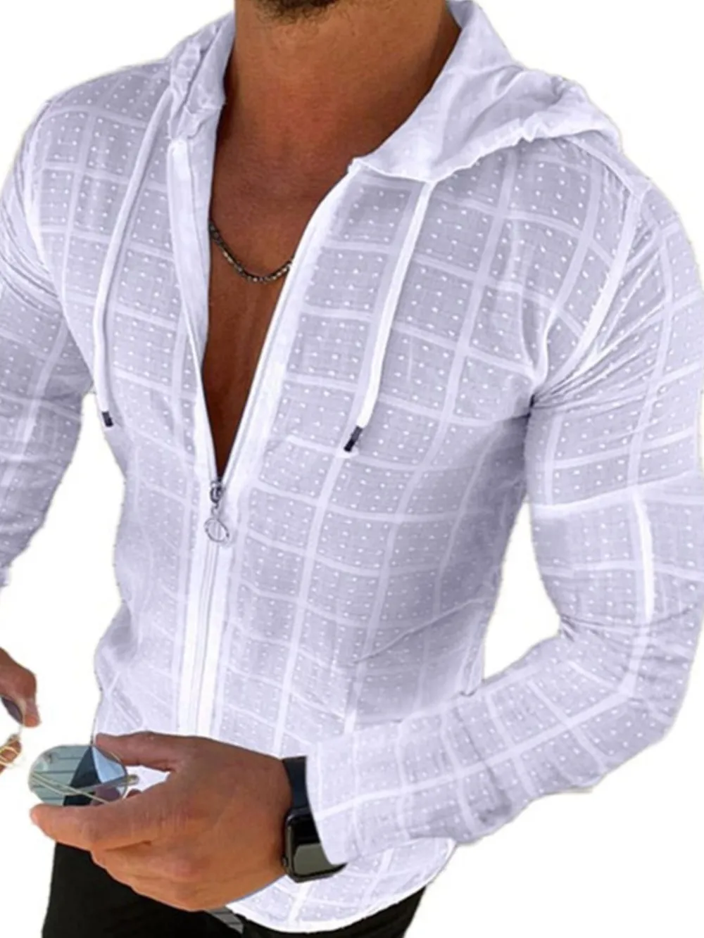 Men's Full Size Zip Up Long Sleeve Hooded Top Plus Size, image 6