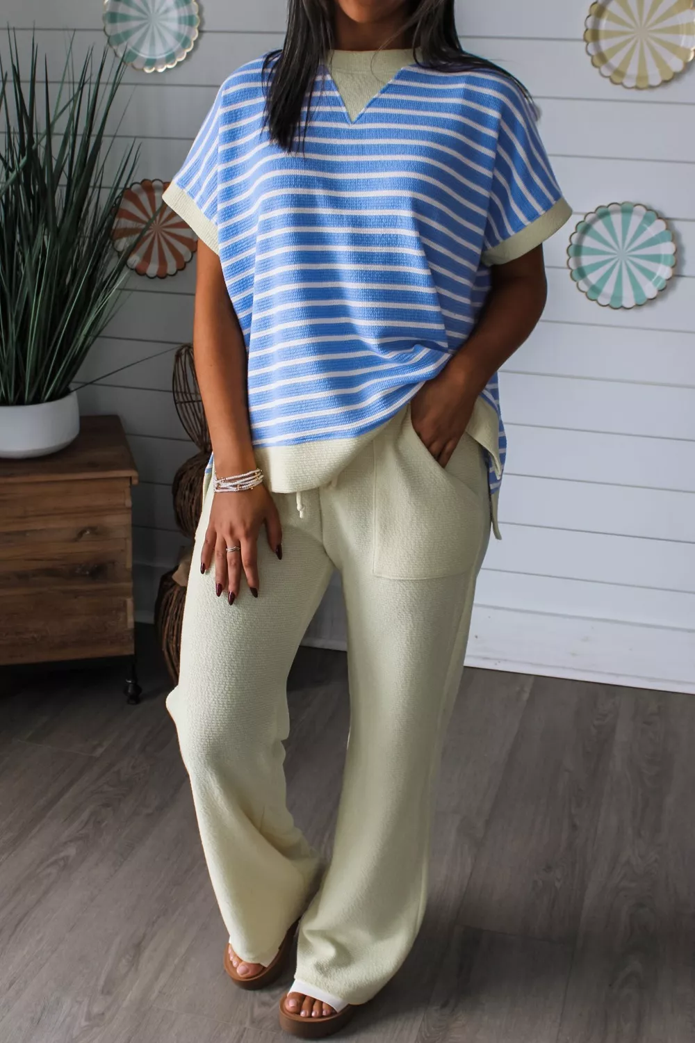 Striped Short Sleeve Casual Top, image 2