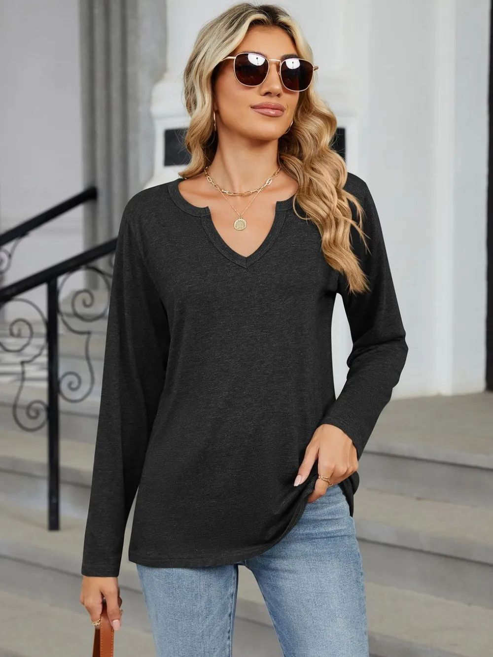 Notched Long Sleeve T-Shirt, image 16