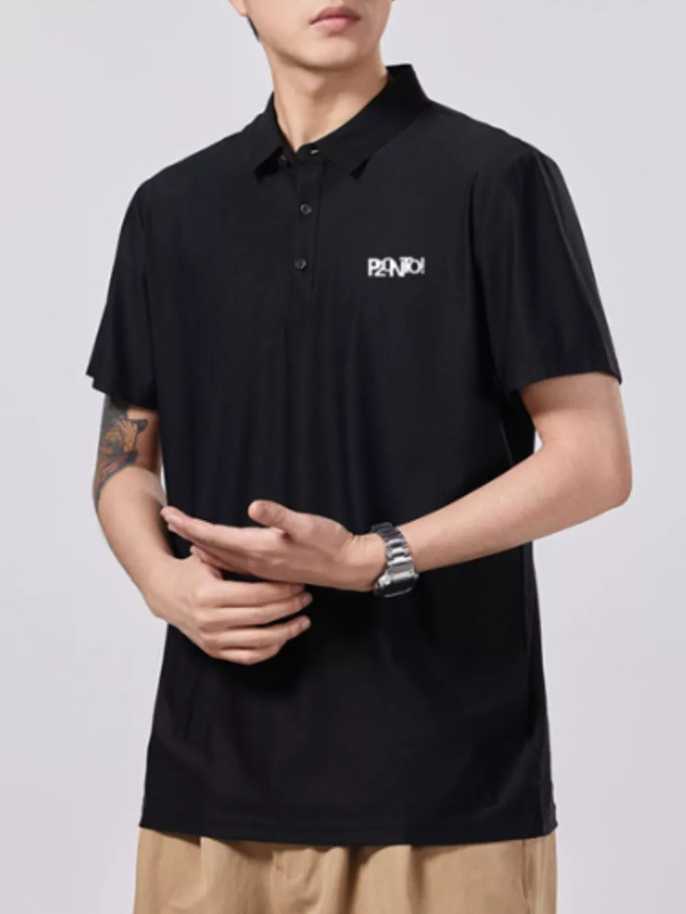 Men's Plus Size Collared Neck Short Sleeve Polo, image 2