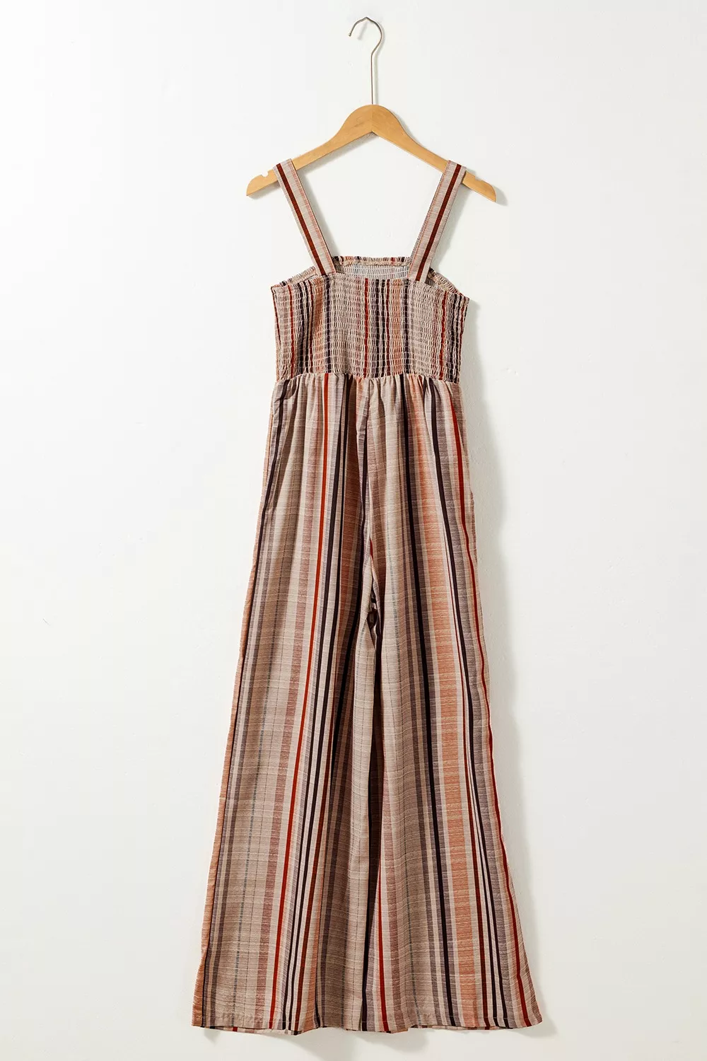 Stripe Square Neck Sleeveless Smocked Bodice Wide Leg Jumpsuit, image 7